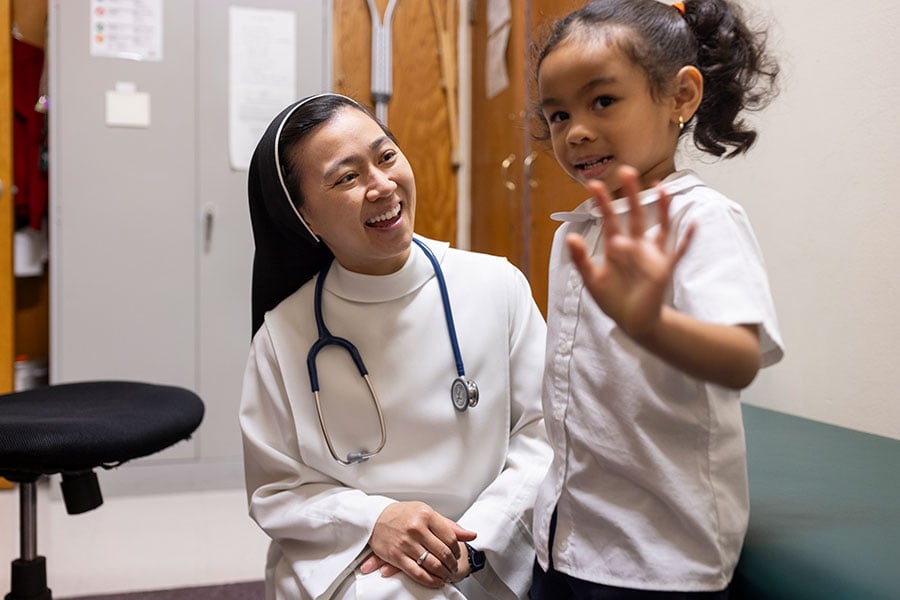 nurse with student