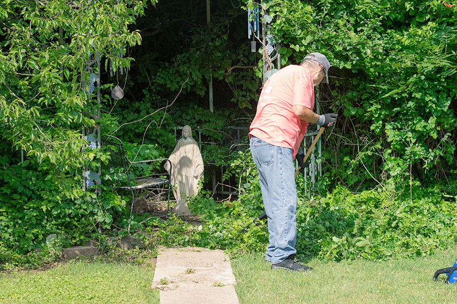 man with a rake