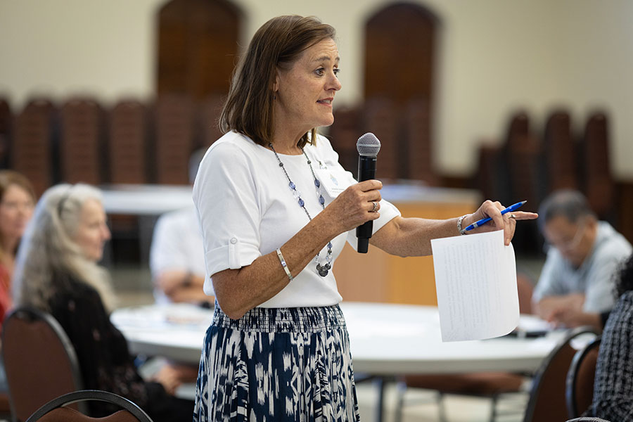 woman with microphone