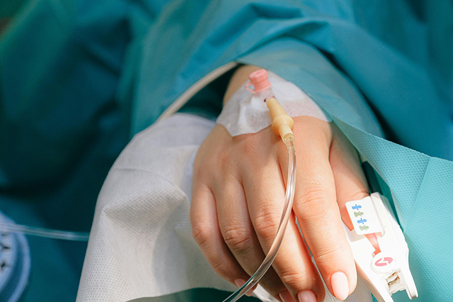 hand with IV