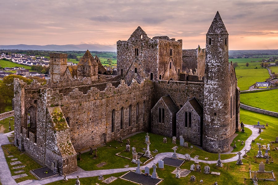 The Rock of Cashel, where according to legend St. Patrick came to convert King Aenghus to Christianity.