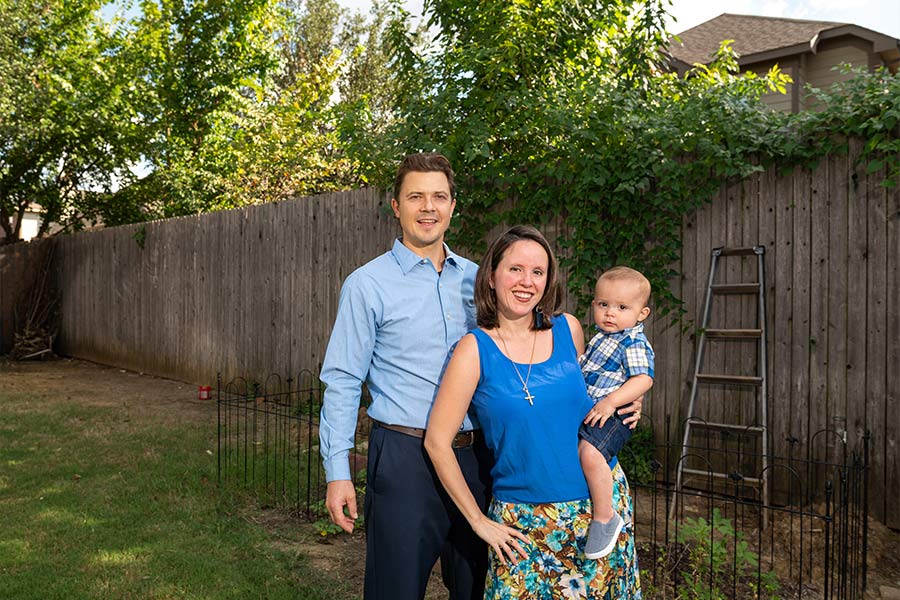 Holy Family parishioners Laura and Mark Krasij, with their son Andrij, at their home in Arlington. (NTC/Ben Torres)