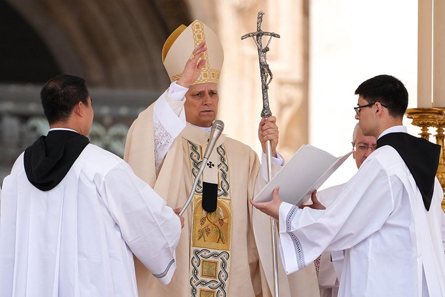 Pope Leo XIV blesses crowd