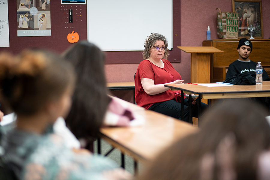 Terri Schauf gives a talk about abortion procedures during the annual Lock-in for Life on Nov. 20. More than 80 teens attended the event. (NTC/Jayme Donahue)