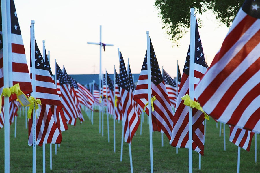flags with cross in background