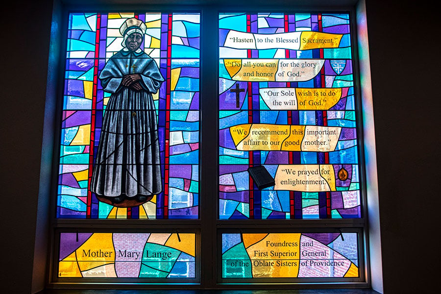stained glass of Mother Mary Lange