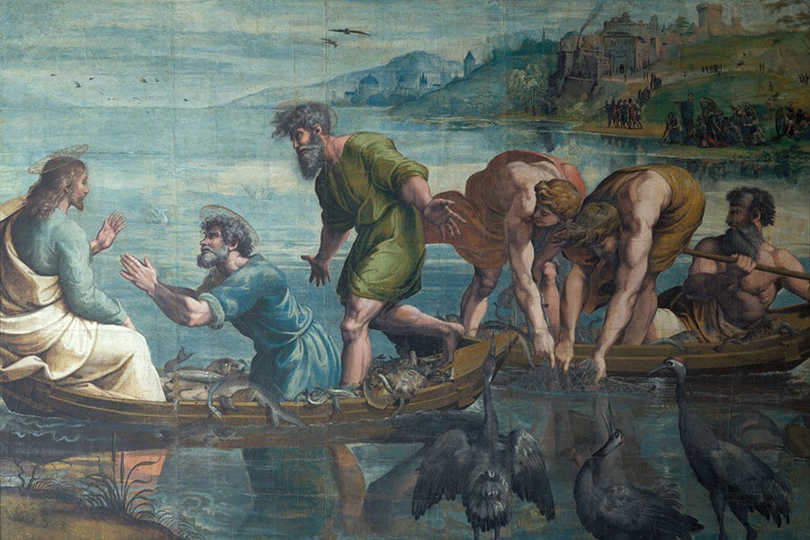 painting by Raphael of the Miraculous Draft of Fishes