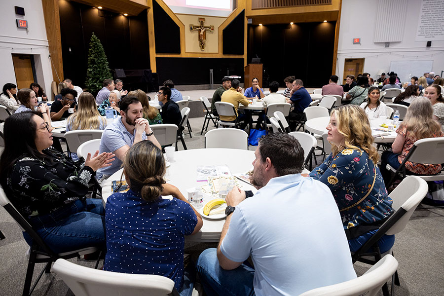 crowd at tables