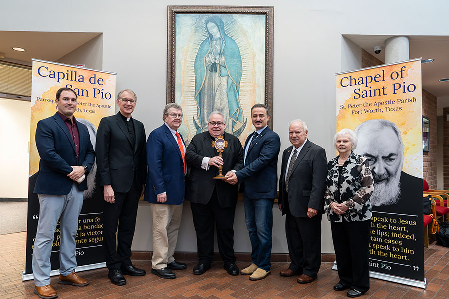 Bishop Olson with members of Saint Pio Foundation