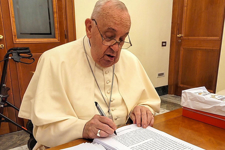 Pope with manuscript