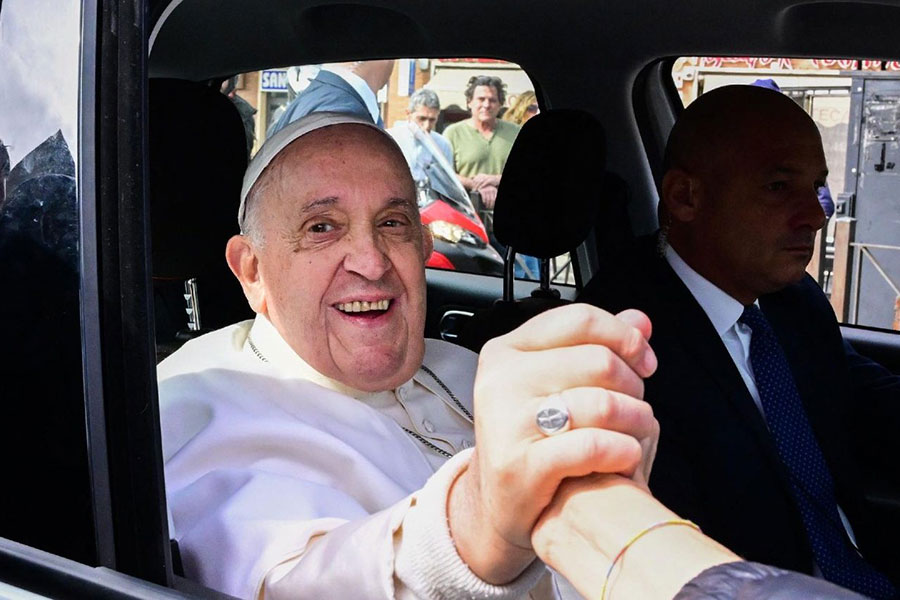 Pope in a car