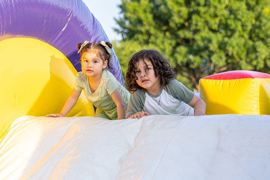 kids on a slide