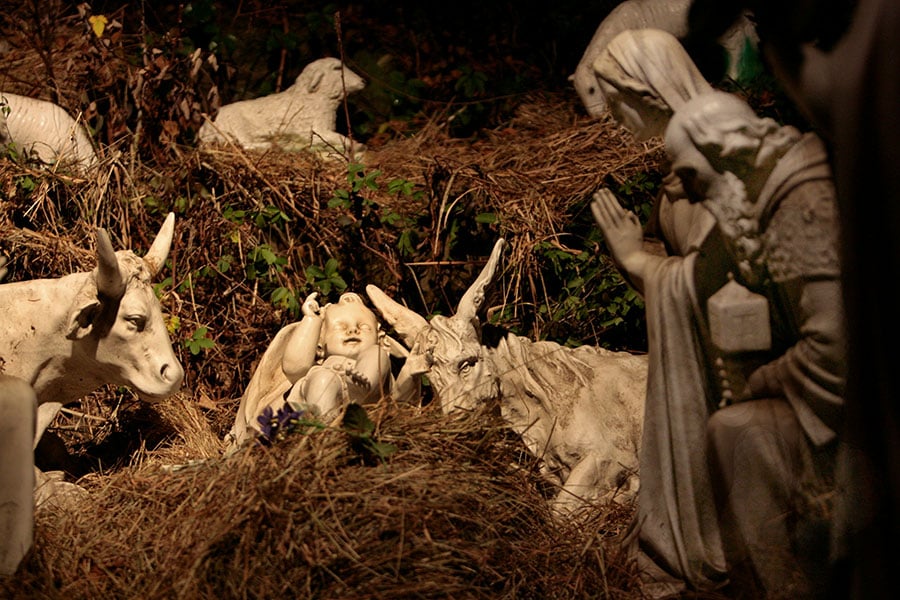 white ceramic nativity set
