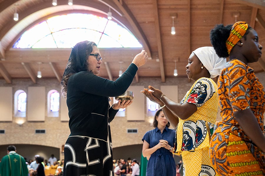 person receiving Eucharist