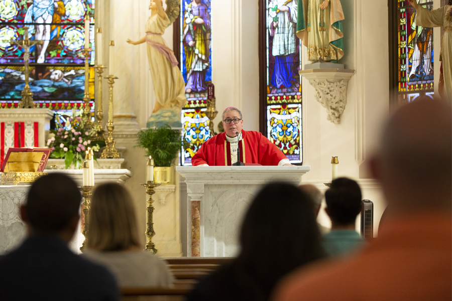 Bishop Michael Olson during Mass