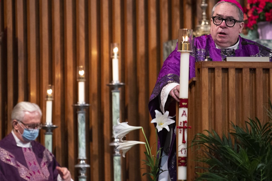 Bishop Michael Olson gives the homily