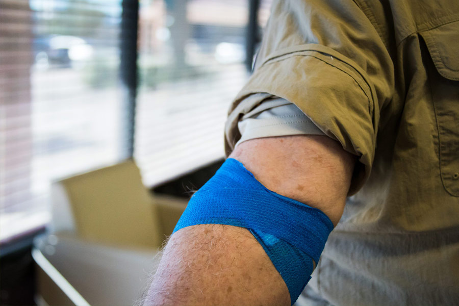 A bandaged arm after a blood donation. (courtesy photo/Carter BloodCare)