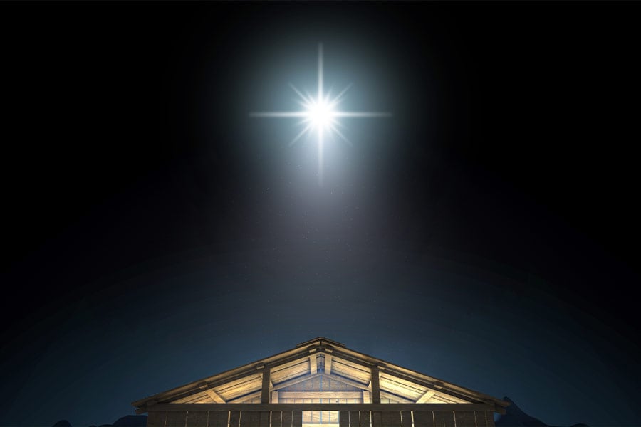 Artist's representation of a star over a stable