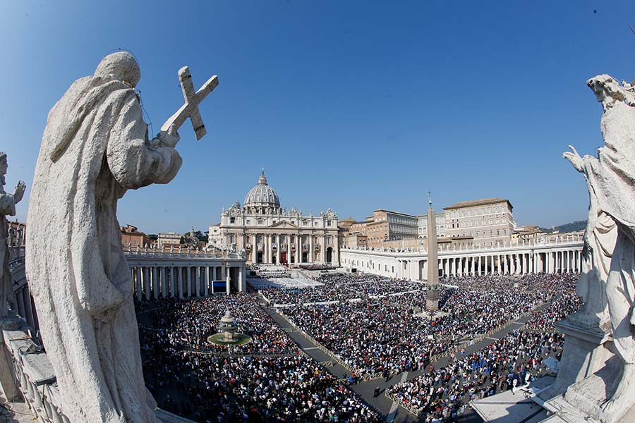 Pope Francis celebrates the canonization Mass for seven new saints in St. Peter's Square