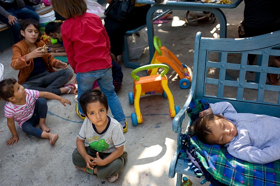 Children are seen at a shelter for migrant women and children in Tijuana, Mexico.