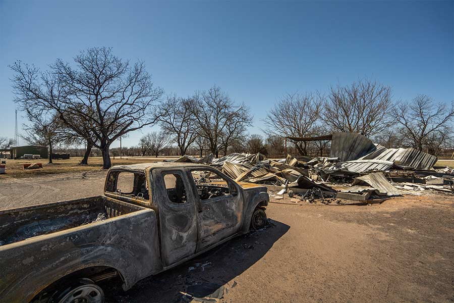 A view of the burned remains of Jackie Juarez's home in Carbon on March 24, 2022. Juarez and her family are members of St. Francis Xavier Church in Eastland. (NTC/Juan Guajardo)