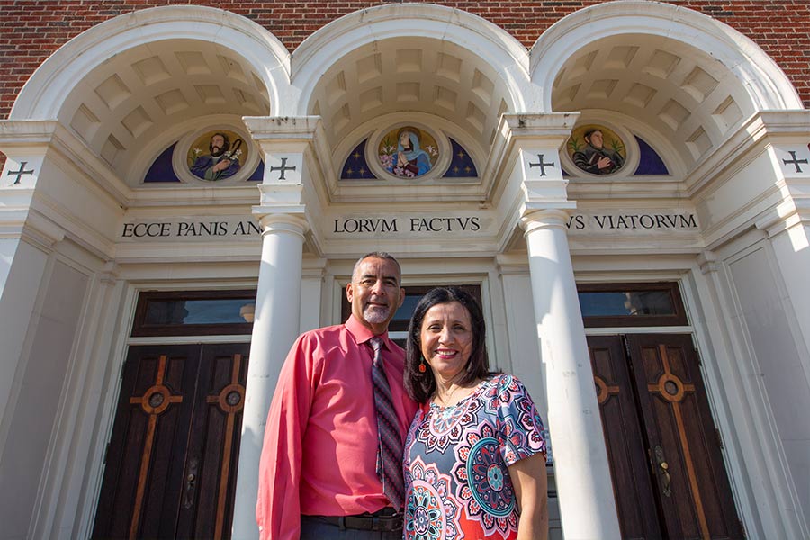John and Patricia Hinojosa were nominated by their pastor for the Light of Christ award. They were  photographed  at  St. Mary of the Assumption Catholic Church, Sunday May 29, 2022. (NTC/Rodger Mallison)