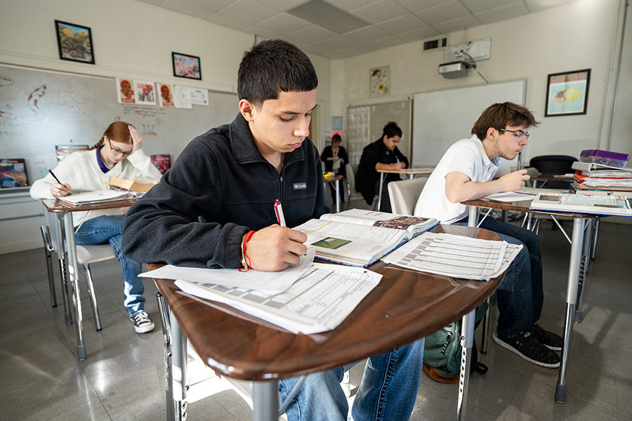students at desk