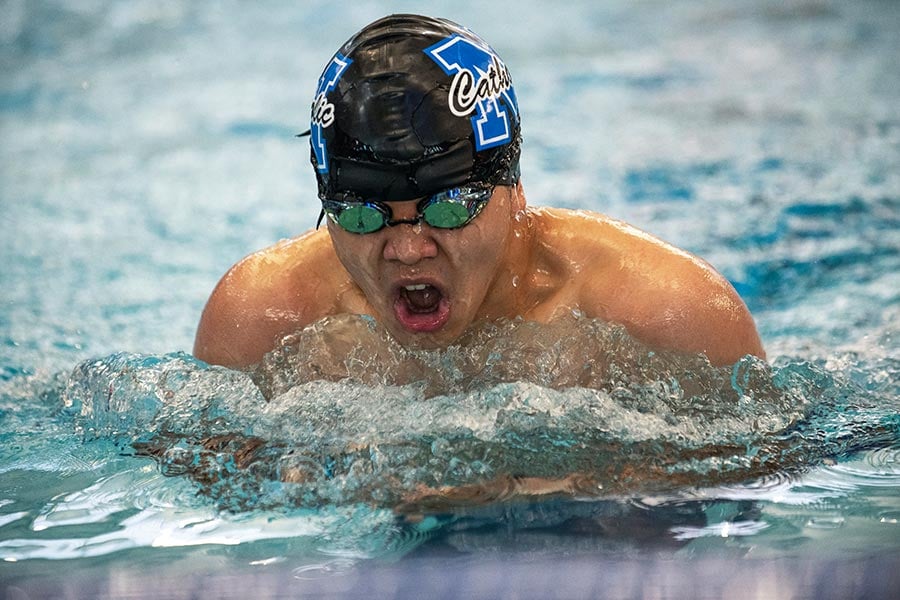 Nolan High School swimmer Matthew Nguyen competes.