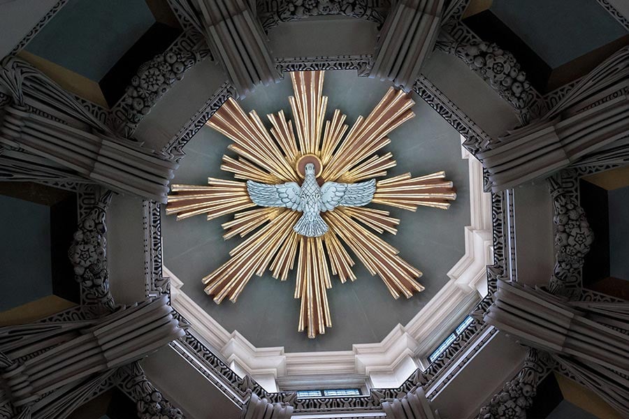 A church ceiling with relief of the Holy Spirit