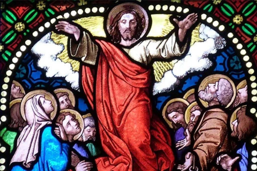 Stained glass window of the Ascension of the Lord