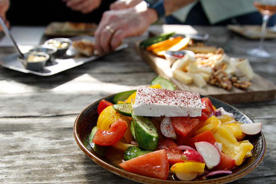 plate of vegetables and cheese