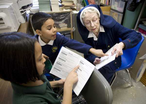 Sr. Dorothy with Students
