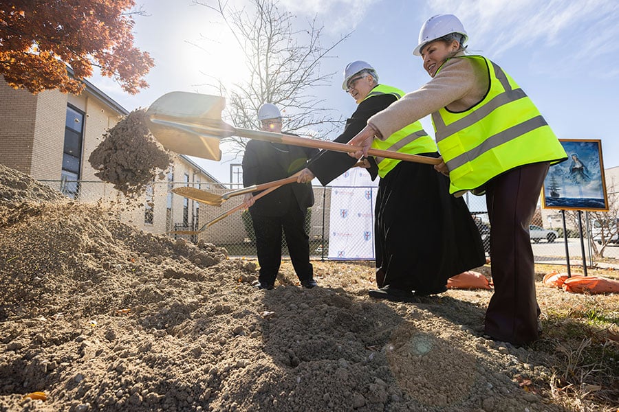 shovels and dirt at groundbreaking