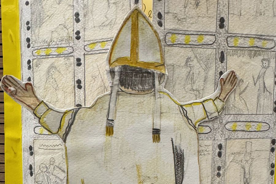 3D rendering of Pope Francis by a schoolchild