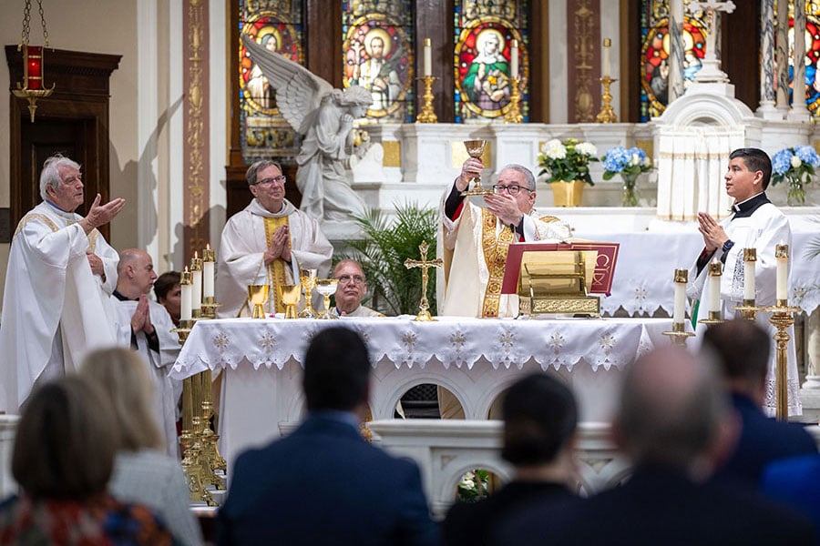 Bishop Michael Olson at the Mass of Reparation for Victims of Abuse at St. Mary of the Assumption Church in Fort Worth on Saturday, April 11, 2026.  (NTC/Kevin Bartram)