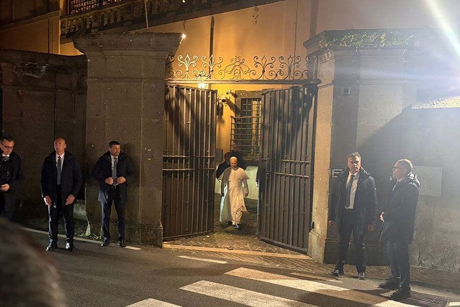 Pope Leo XIV leaves the papal villa at Castel Gandolfo on April 7, 2026. | Credit: Valentina Di Donato/EWTN News