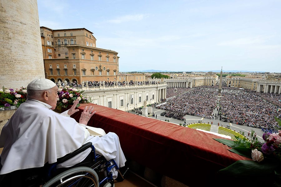 Pope Francis looks out to st. Peter's square