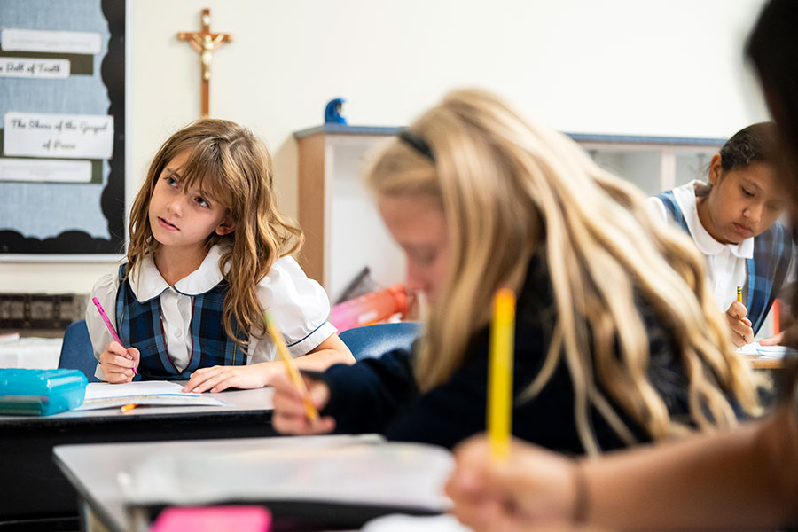 Students at Immaculate Conception Catholic School in Denton.