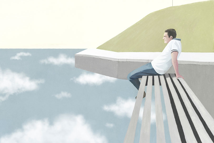 man contemplates life
