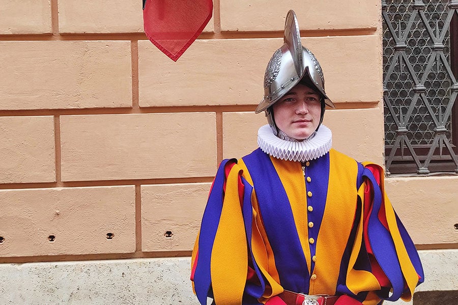 Swiss Guard stands at attention\