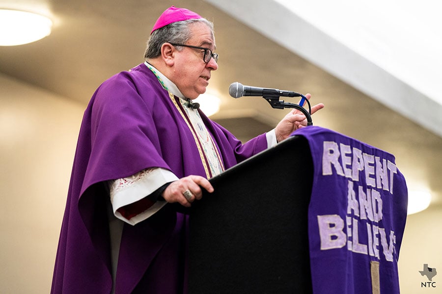Bishop Michael Olson observes Ash Wednesday with Masses at St. Patrick, federal prison